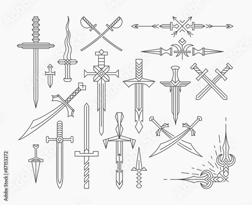 Set of linear historical weapon