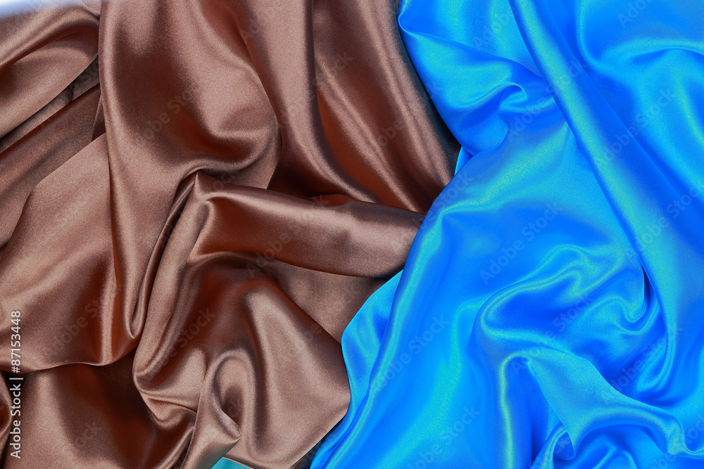 Blue and brown Silk cloth of wavy abstract backgrounds