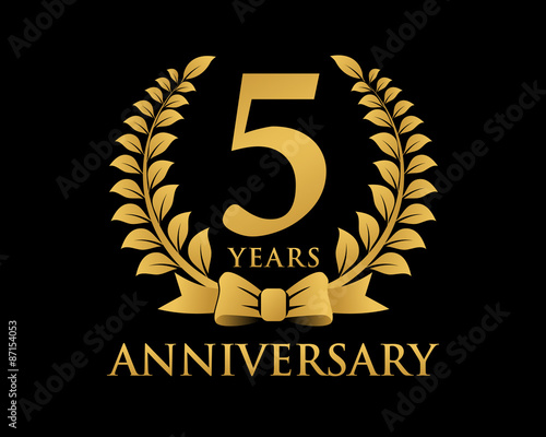 anniversary logo ribbon wreath black background 5