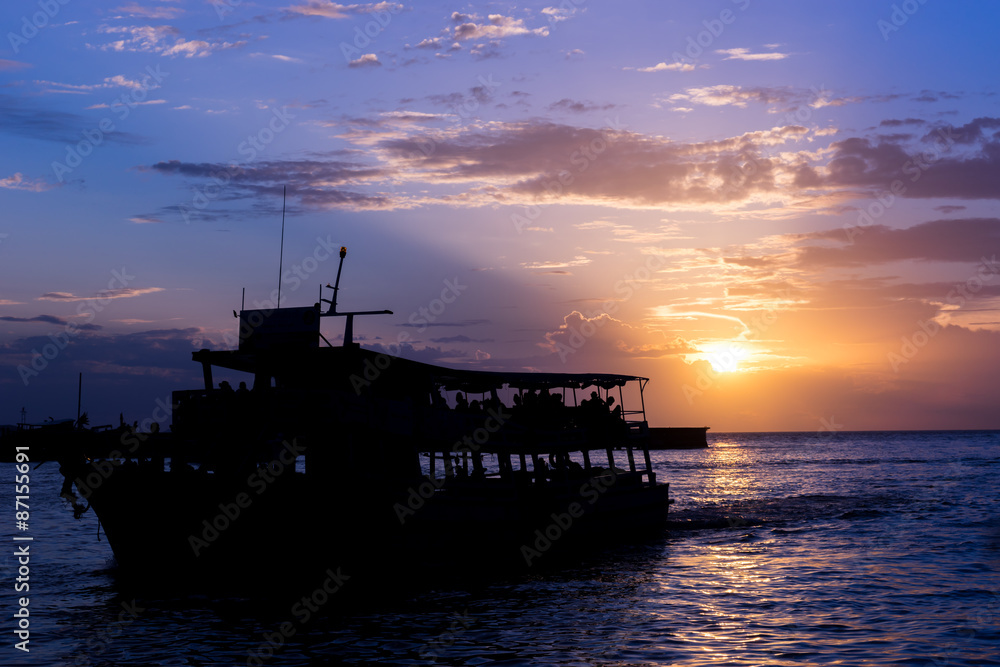passenger ship from Koh Larn at dusk,Pattaya,Thailand