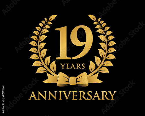anniversary logo ribbon wreath black background 19