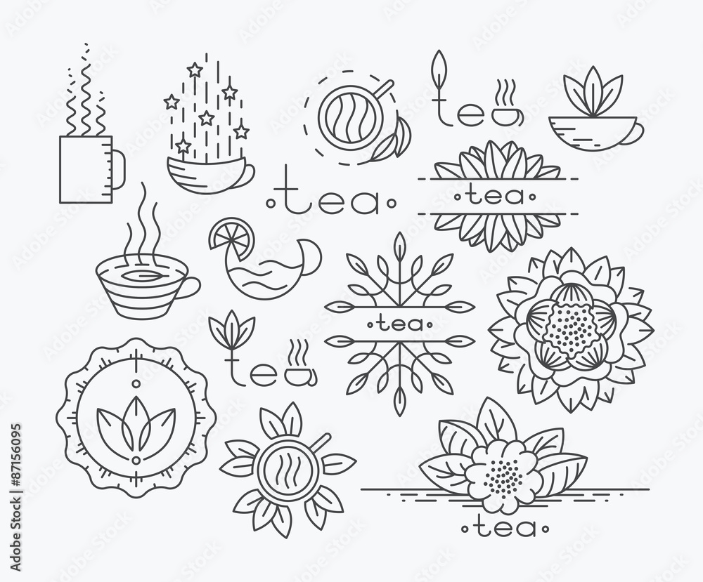 Tea design mono line elements