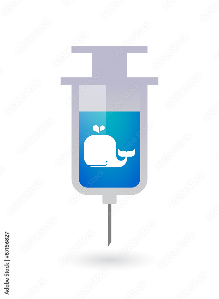 Isolated syringe icon with a whale