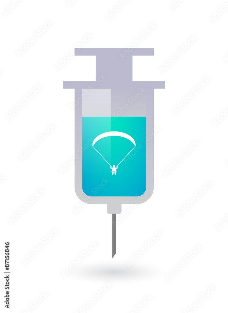 Isolated syringe icon with a paraglider Isolated syringe icon with a paraglider