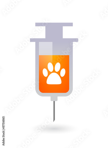 Isolated syringe icon with an animal footprint