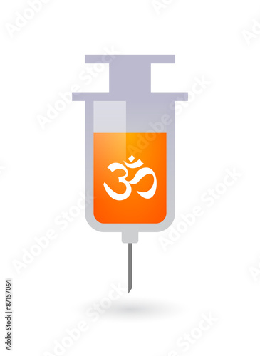 Isolated syringe icon with an om sign