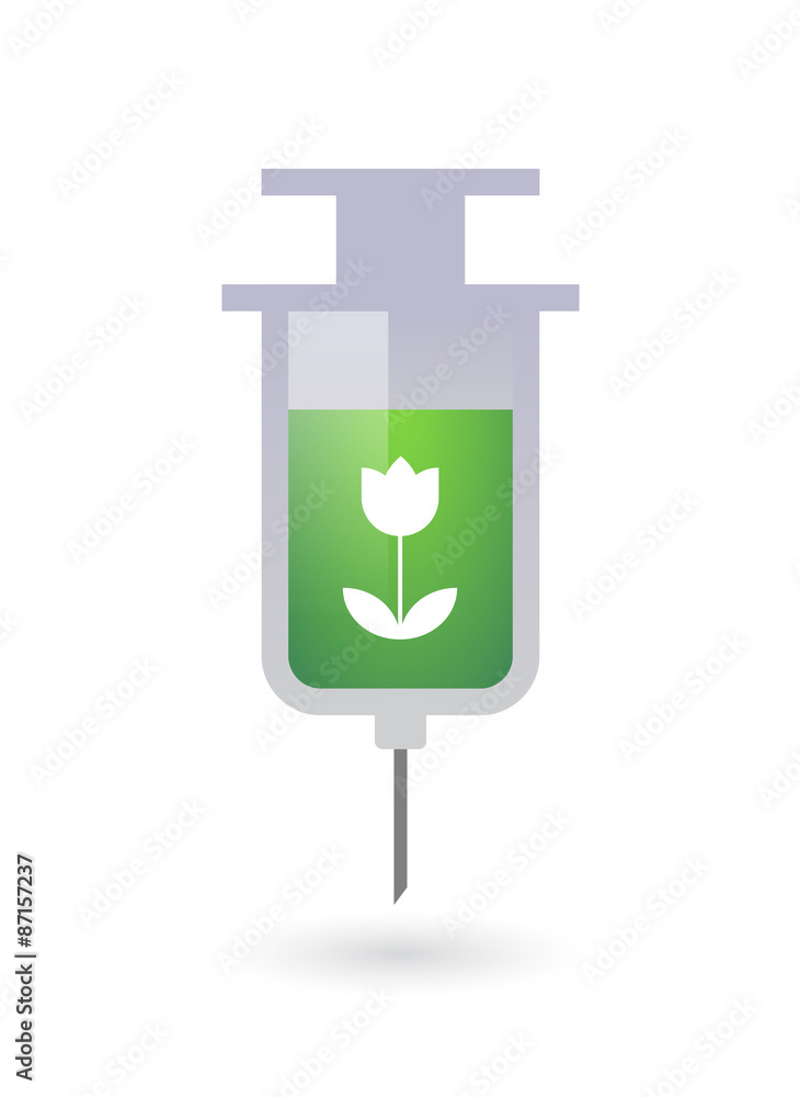 Isolated syringe icon with a tulip Isolated syringe icon with a tulip