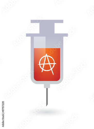 Isolated syringe icon with an anarchy sign