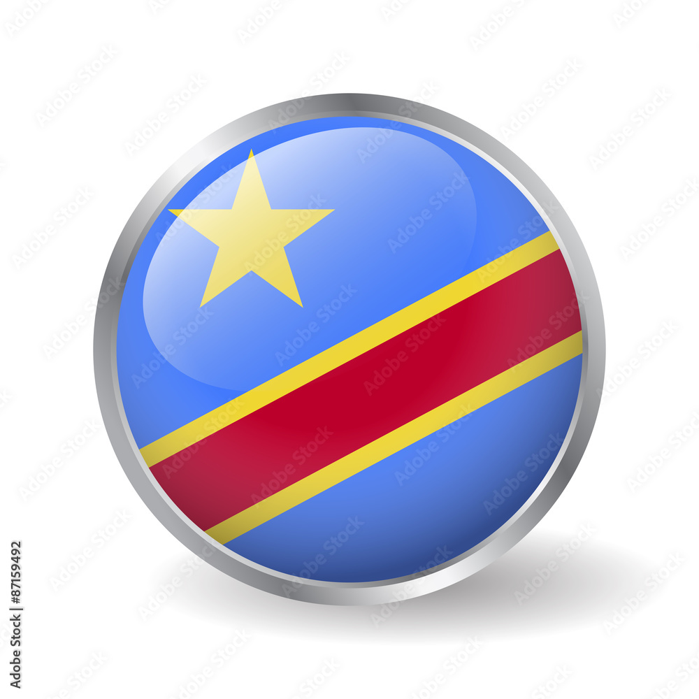 Flag of Democratic Republic of the Congo button vector Flag of Democratic Republic of the Congo button vector