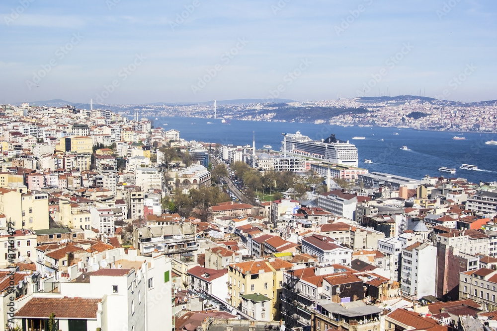 a top view of the Galata area and the marina in Istanbul Kabatas