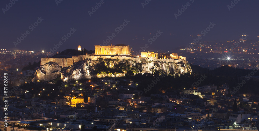 Akropolis of athens by night