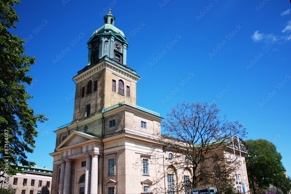 Cathedral of Gothenburg under blue sky