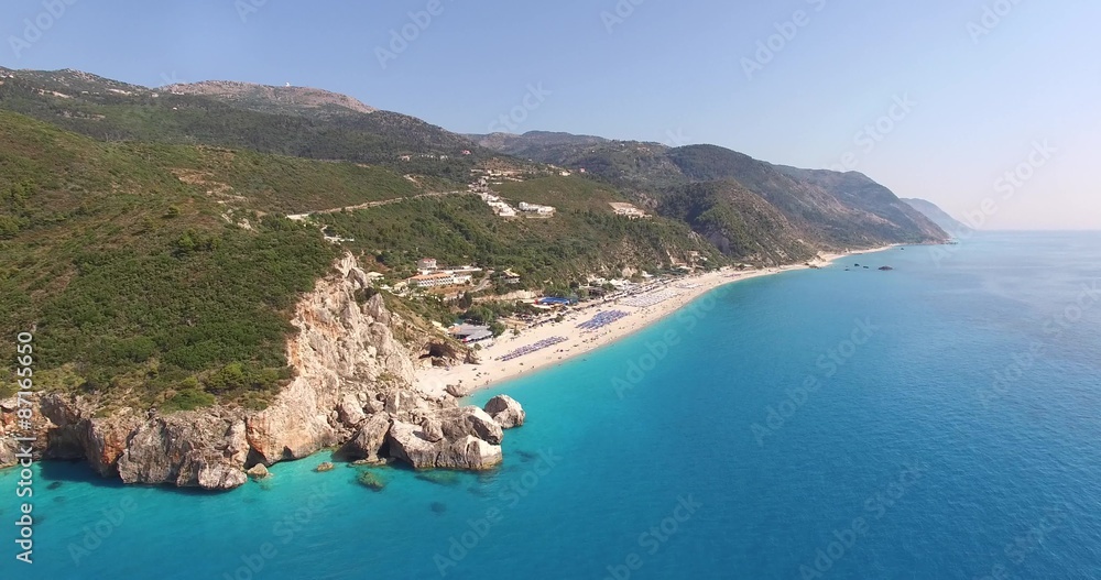 Aerial view of people enjoying on the Greek Lefkada sandy beach
Aerial view of people enjoying on the Greek Lefkada sandy beach
