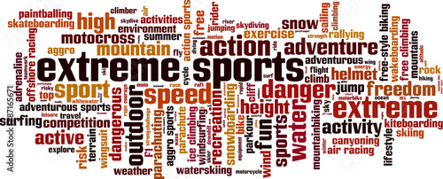 Extreme sports word cloud concept. Vector illustration