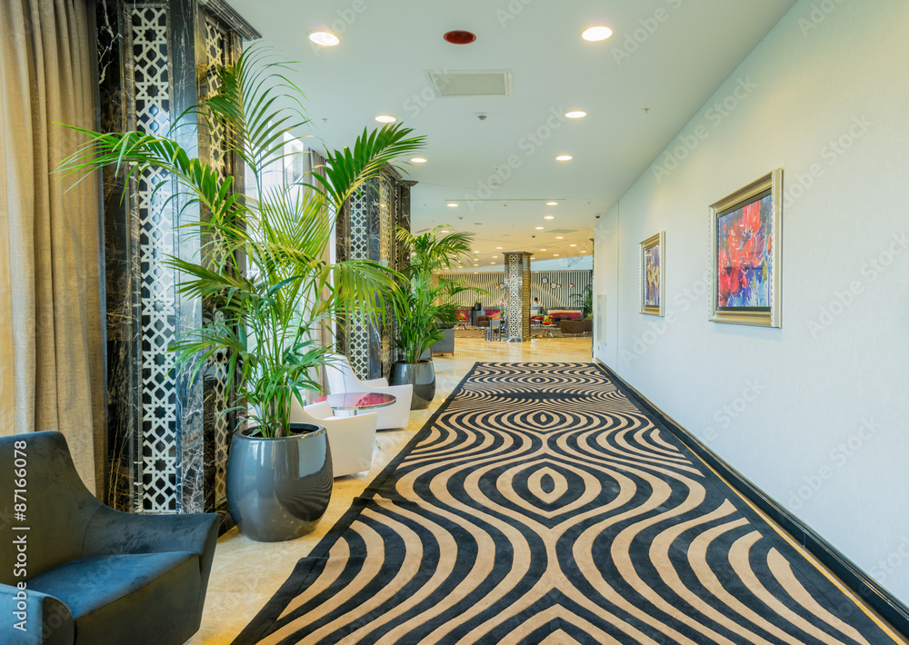 Fototapeta premium Hotel lobby with modern design