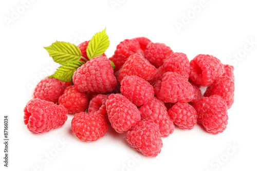 Red raspberry isolated on a white