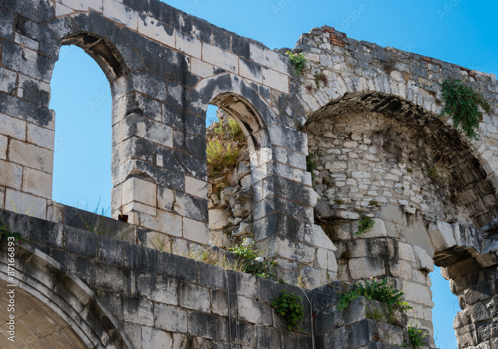 The walls of Diocletian's palace,  Croatia.