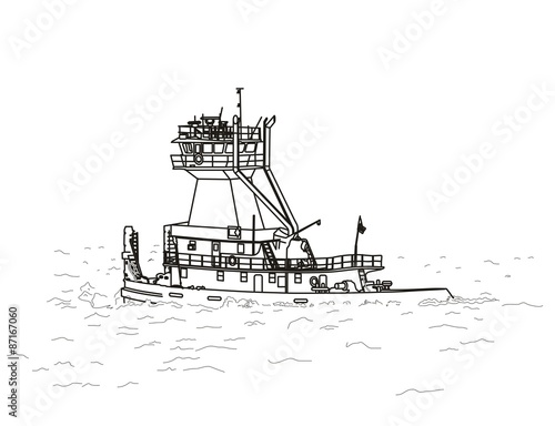 Tug boat line art