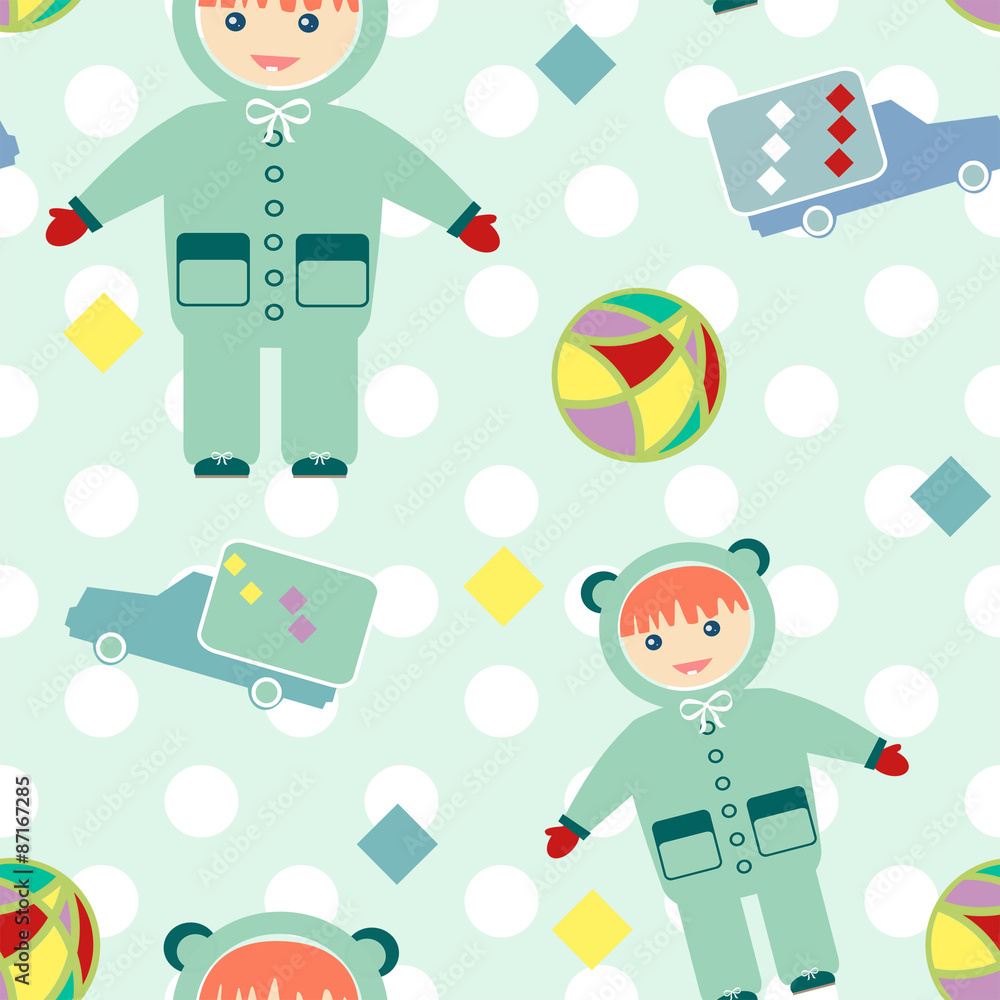 Seamless pattern with baby items retro Seamless pattern with baby items retro