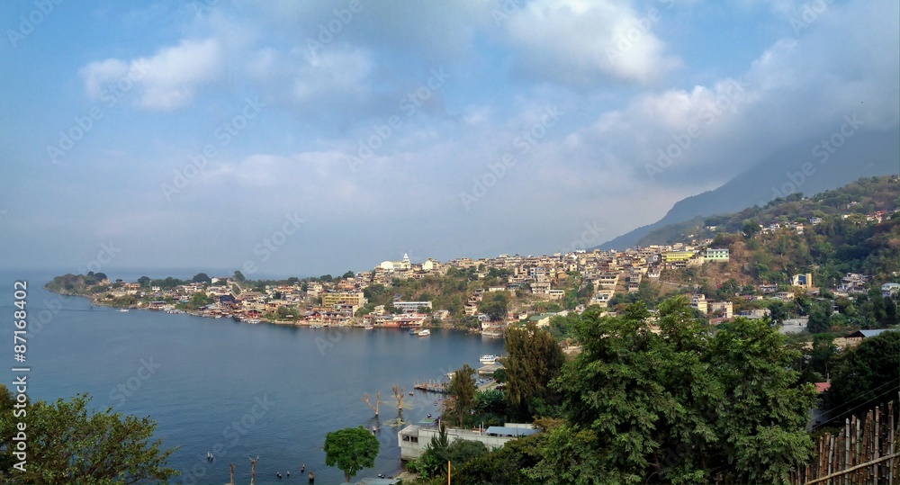 Obraz premium Scenic View of San Pedro La Laguna, Lake Atitlan, Guatemala, Central America