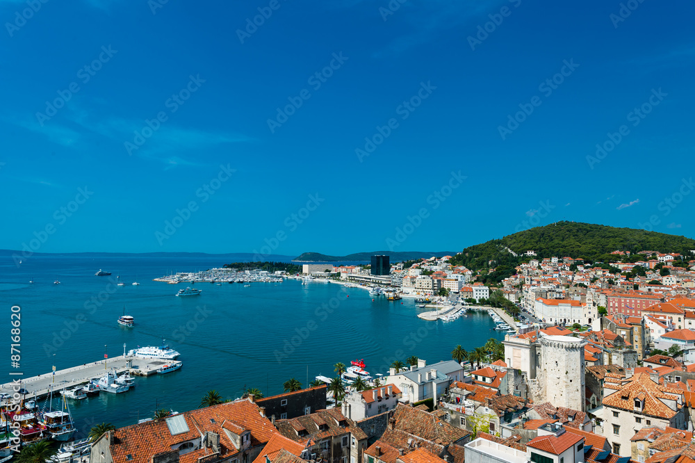 Split- view of coastline and the part of old town.