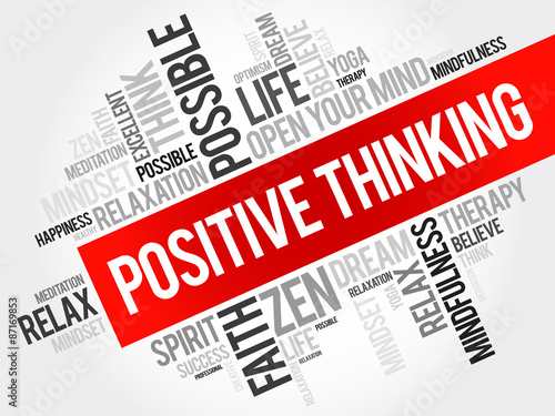 Positive thinking word cloud, business concept