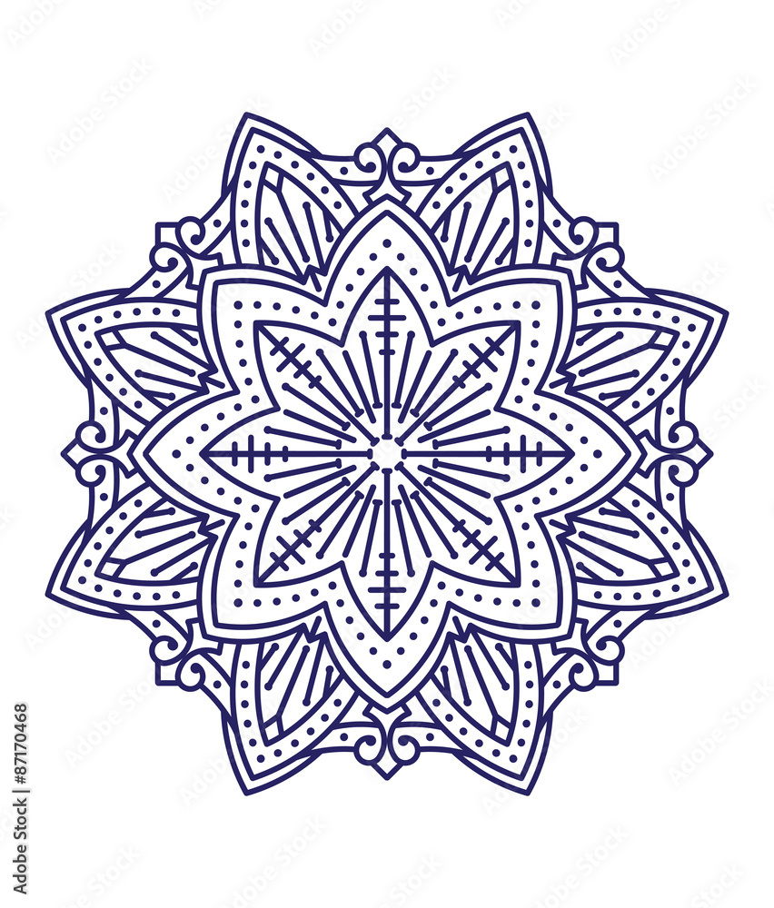 Abstract vector round lace design in mono line style - mandala, Abstract vector round lace design in mono line style - mandala,