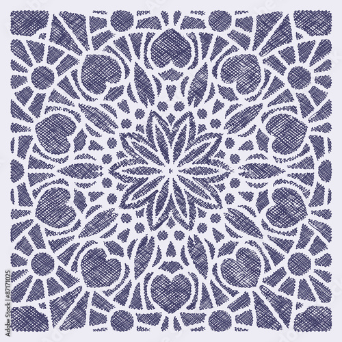 Lace decorative element - mandala in touch stroke style like emb