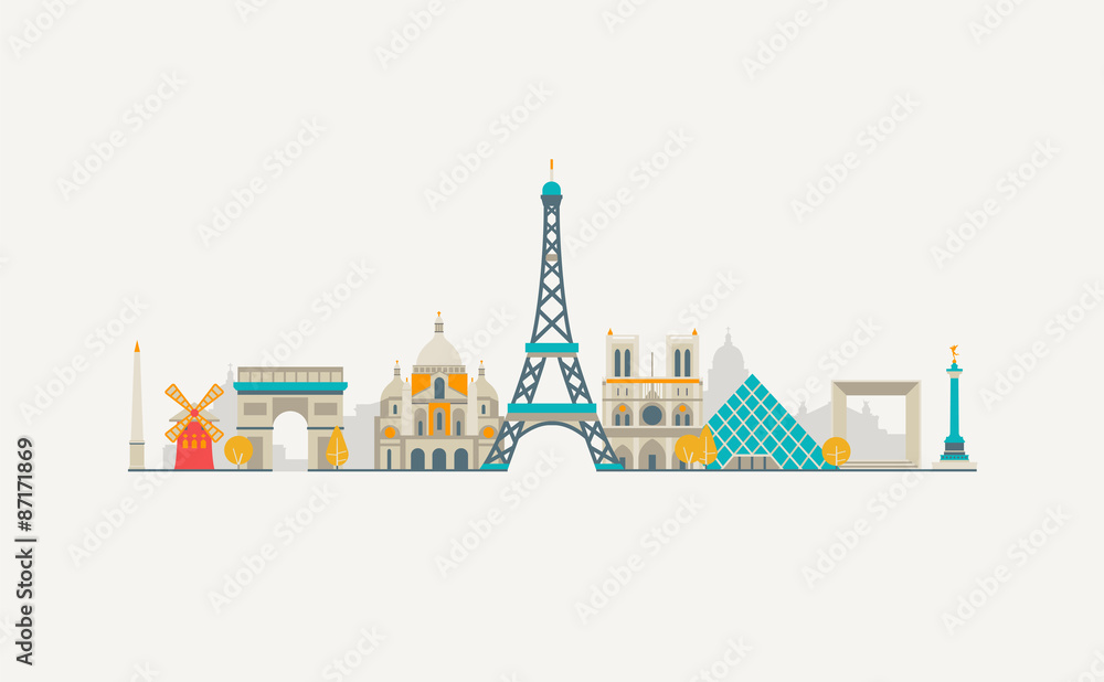 Paris abstract skyline - obrazy, fototapety, plakaty 