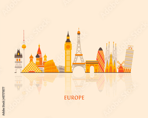 Europe skyline silhouette