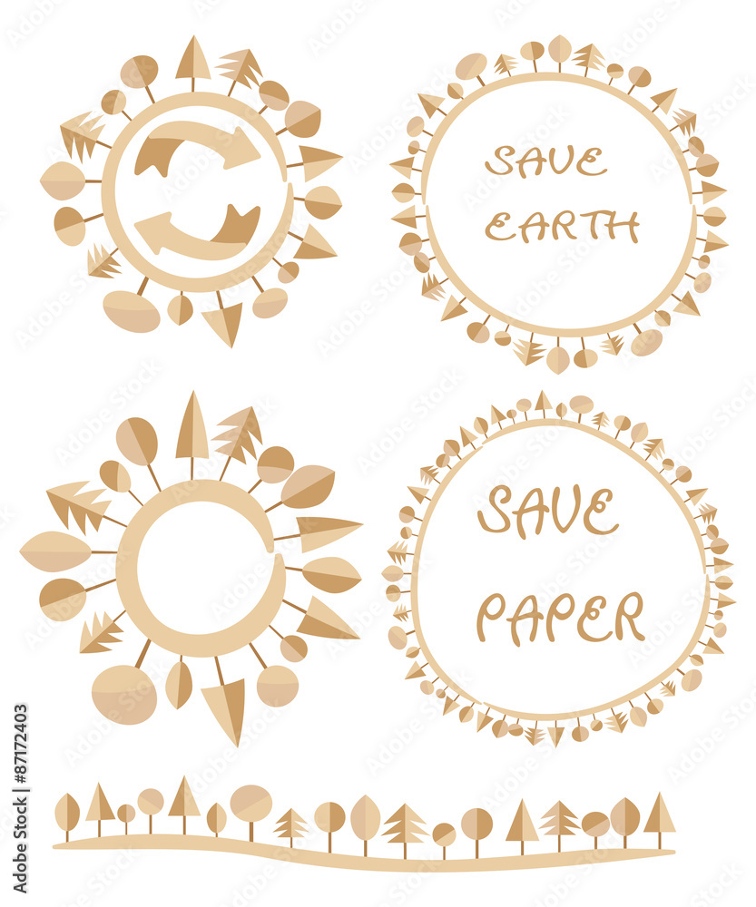 ecological flat paper earth business tree circle recycle eco globe vector element logo background ecological flat paper earth business tree circle recycle eco globe vector element logo background