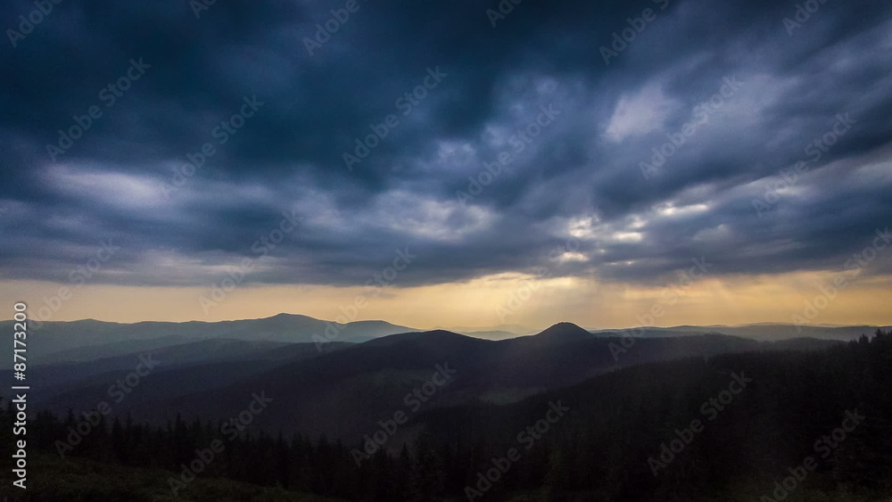 Rain clouds, rain starts. TimeLapse Ukraine mountains Rain clouds, rain starts. TimeLapse Ukraine mountains