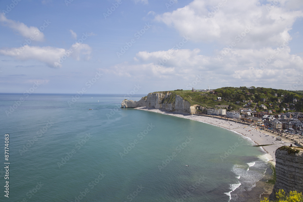 Panoramic views of famous village d'Etretat