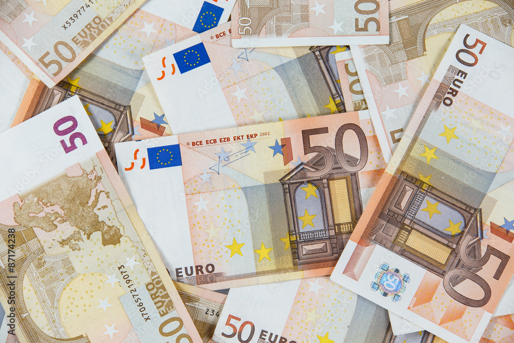 New Fifty Euro Bank Banknote. European Union. Background, texture New Fifty Euro Bank Banknote. European Union. Background, texture