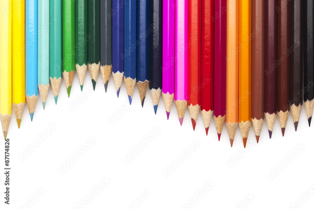 Multicolored pencils set isolated on white background Multicolored pencils set isolated on white background