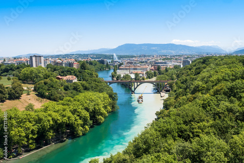 Aerial view of Geneva city in Switzerland