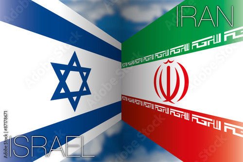 israel vs iran flags
