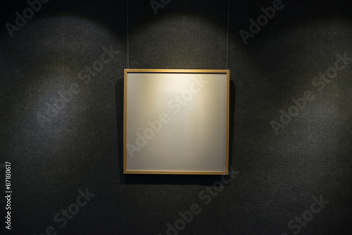 blank display frame highlighted in a showroom