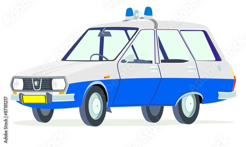 Caricatura Dacia 1310  break Militia Romania vista frontal y lateral
