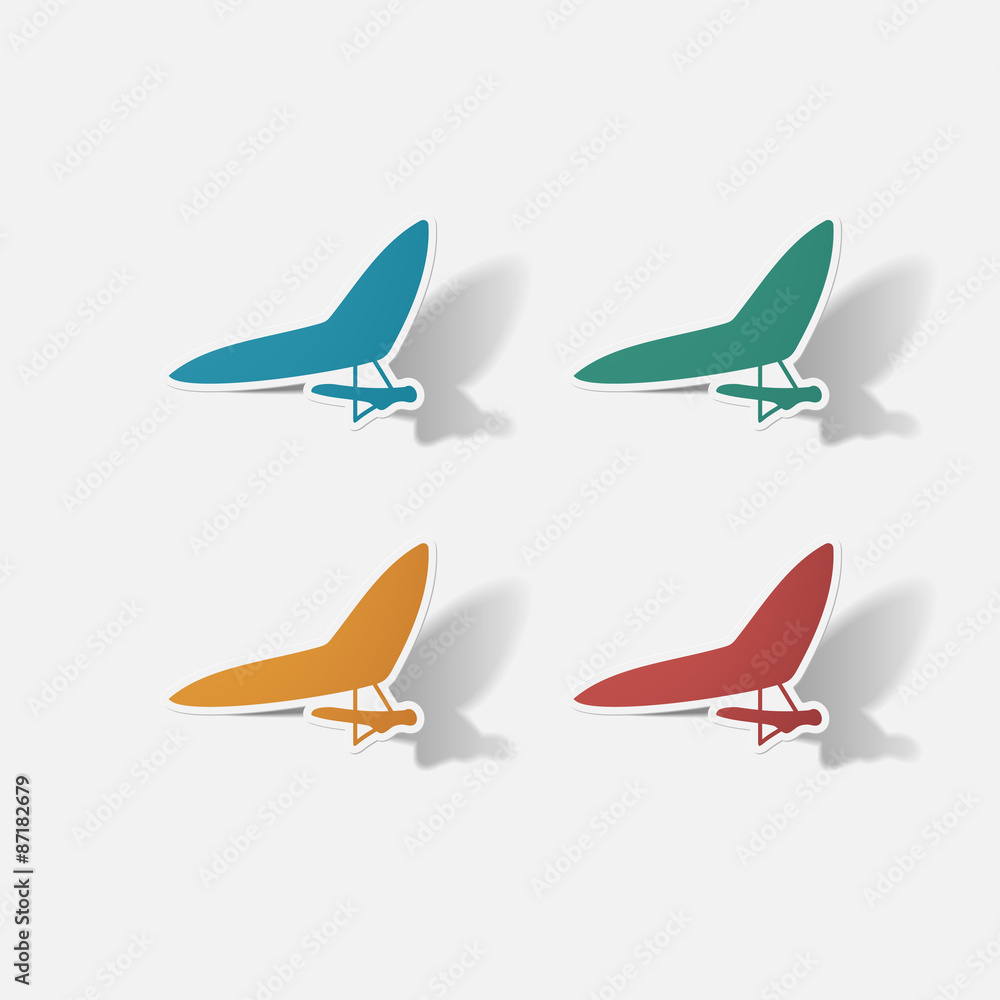 Paper clipped sticker: hang-glider Paper clipped sticker: hang-glider