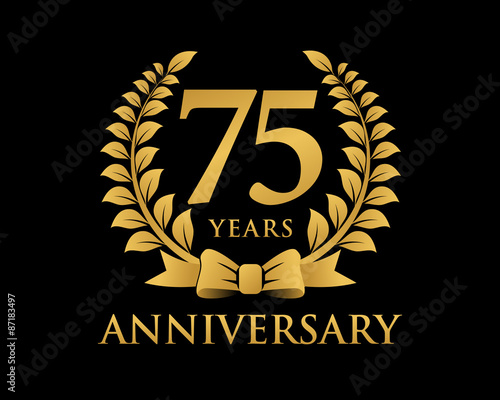 anniversary logo ribbon wreath black background 75