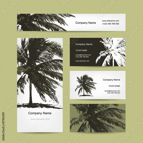 Business cards design with tropical palm tree