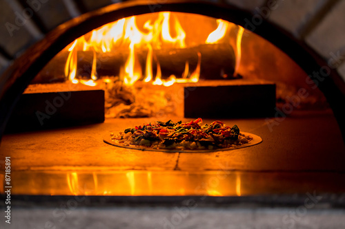 Delicious pizza in the oven