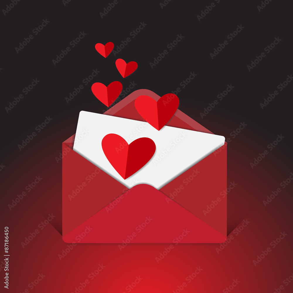 heart , envelope and card