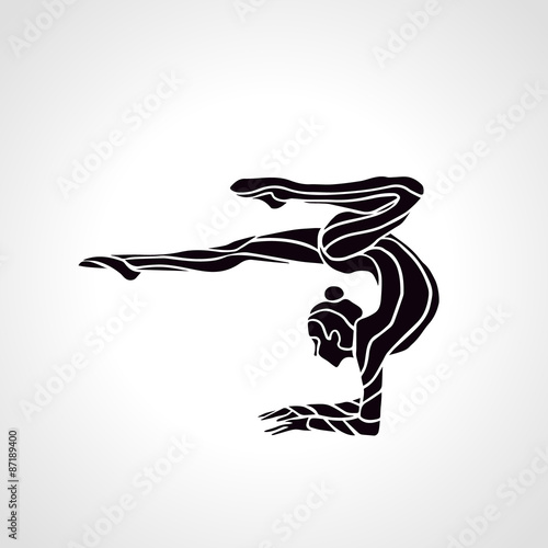 Creative silhouette of gymnastic girl. Art gymnastics dancing