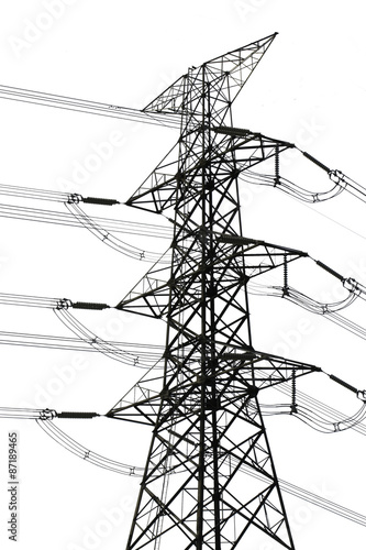 Electricity pylon isolated on white