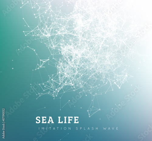 Sea wave by dot and line connection. 