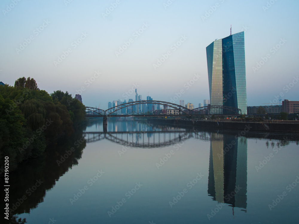 Obraz premium European Central Bank at the River Main in Frankfurt, Germany