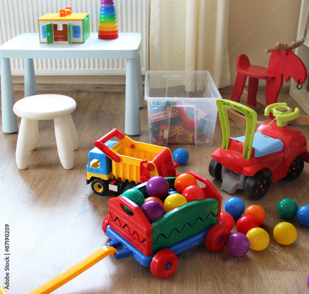 Fototapeta premium Children room interior with toys