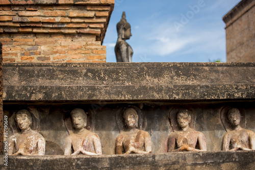 Ancient Buddha Statue at Sukhothai historical park, Mahathat Temple ,Thailand.